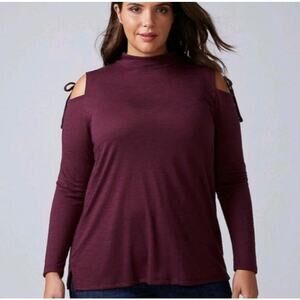 NWT Lane Bryant Women's Mock Neck Cold Shoulder Top Shirt PIus Size: 18/20 (2X)